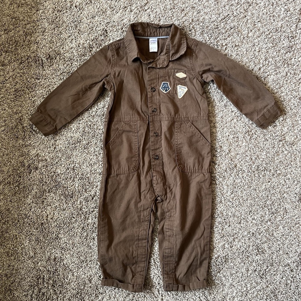 Carter's 1 Piece Jumpsuit Size 24 Months Brown Patchwork